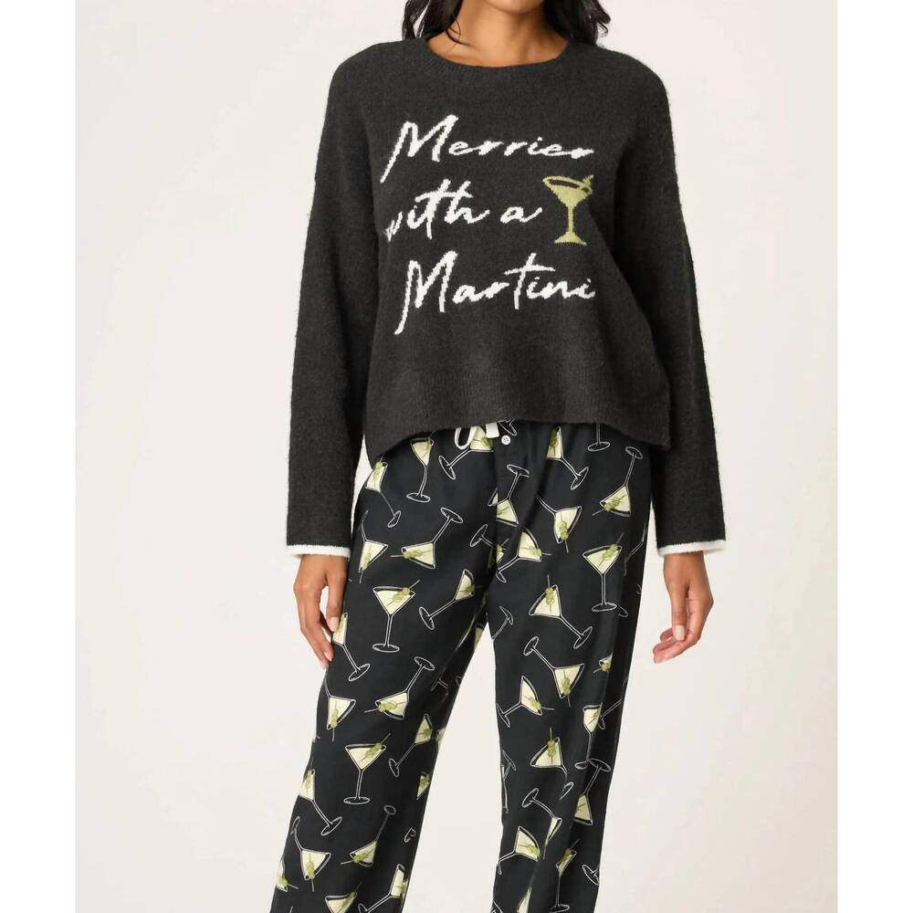 NEW PJ SALVAGE merrier with a martini sweater in black